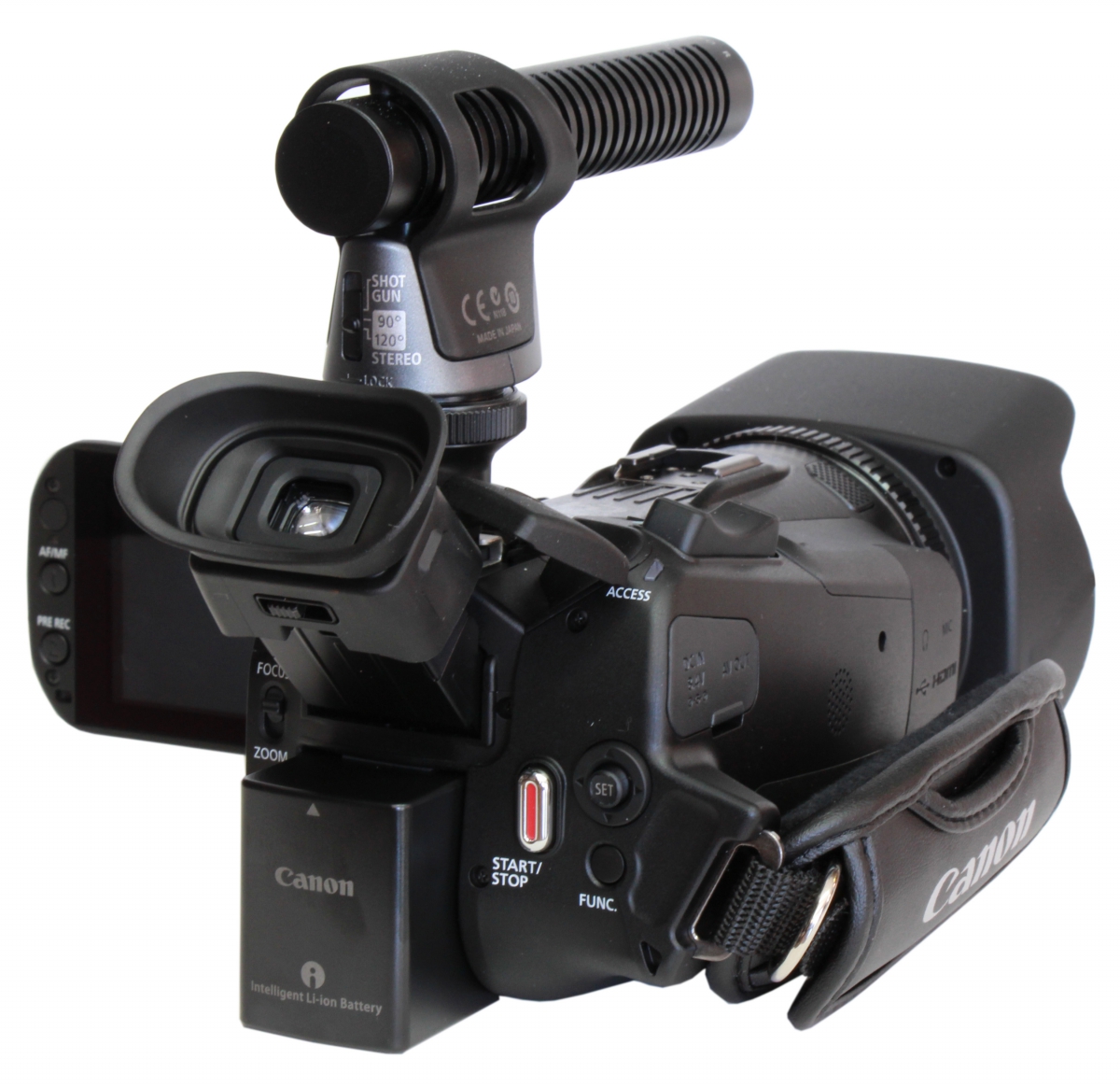 Zadní pohled na videokameru CANON HF G30 s DM-100 Zadní pohled na videokameru CANON HF G30 s DM-100