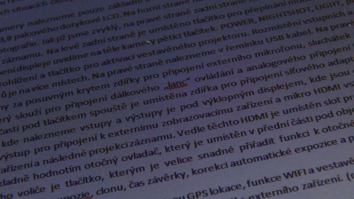 Fotografie pořízená videokamerou SONY PJ780 - Displej notebooku