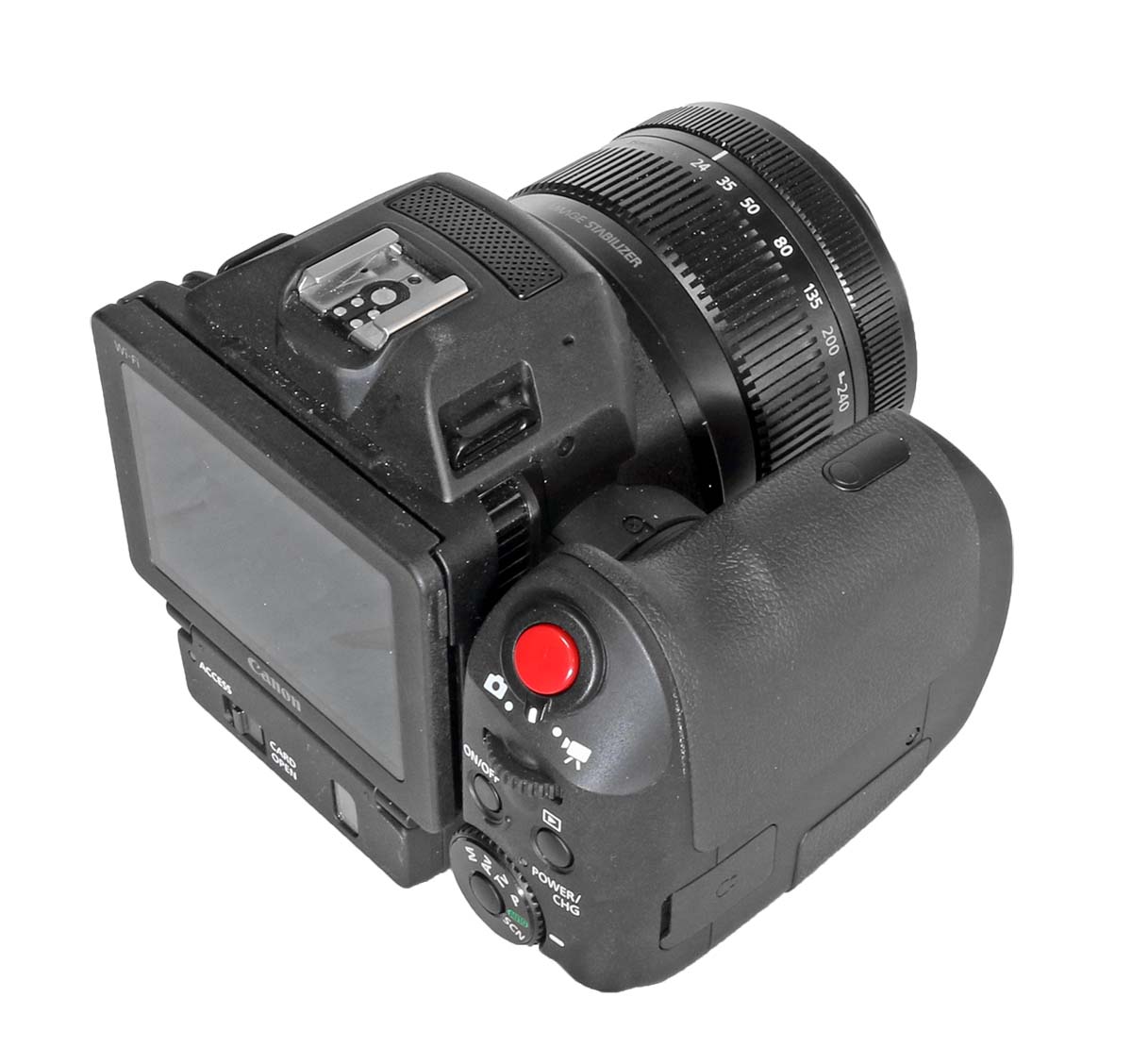 Videokamera CANON XC10: grip otočen o 90° Videokamera CANON XC10: grip otočen o 90°