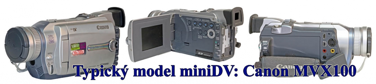 Typická videokamera miniDV, přehrávající 1/4" pásku Typická videokamera miniDV, přehrávající 1/4" pásku