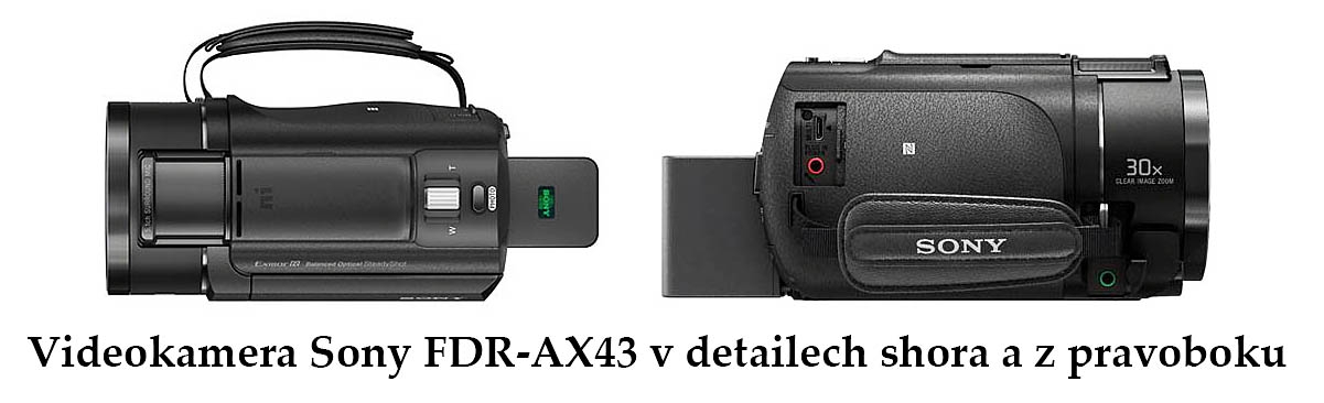 Videokamera Sony FDR-AX43 v detailech jejího těla... Videokamera Sony FDR-AX43 v detailech jejího těla...