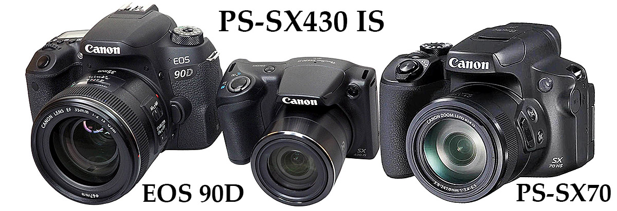 Velikostní srovnání v měřítku: 90D, SX430 a SX70... Velikostní srovnání v měřítku: 90D, SX430 a SX70...