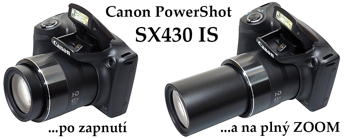 Canon PowerShot SX430 IS: obě krajní polohy zoomu Canon PowerShot SX430 IS: obě krajní polohy zoomu