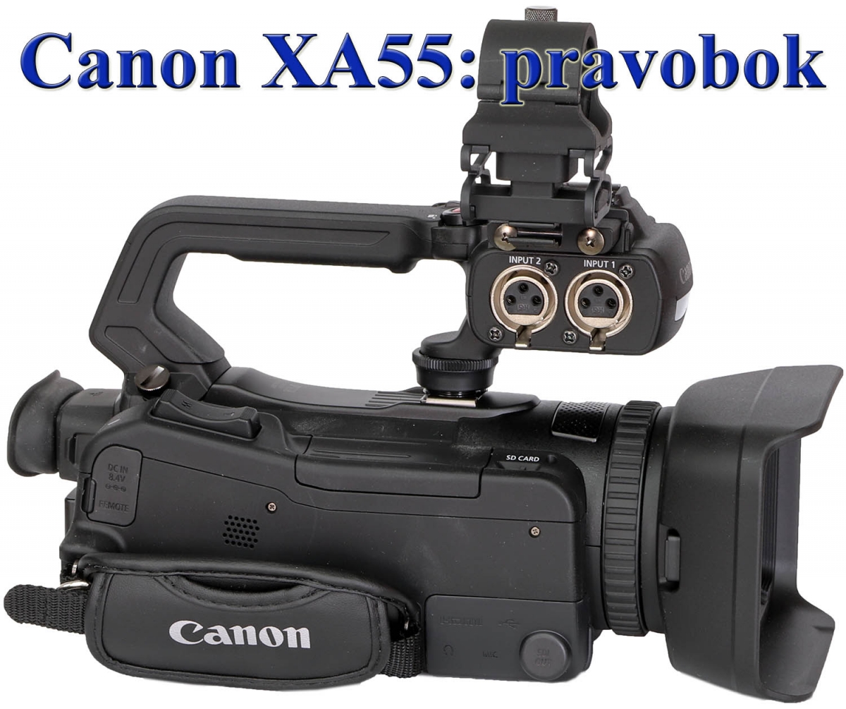 Videokamera Canon XA55 v detailu pravoboku stroje Videokamera Canon XA55 v detailu pravoboku stroje