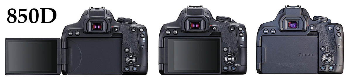 Zrcadlovka Canon EOS 850D v detailu poloh LCD... Zrcadlovka Canon EOS 850D v detailu poloh LCD...