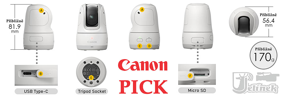 Canon PowerShot PICK: fyzické parametry a zdířky prcka Canon PowerShot PICK: fyzické parametry a zdířky prcka