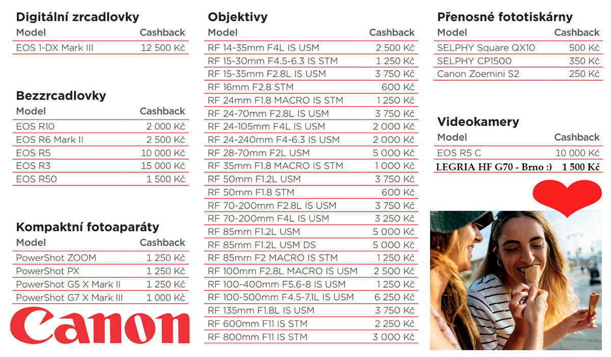 CashBack Canon na léto 2023: Soupis všech modelů... CashBack Canon na léto 2023: Soupis všech modelů...