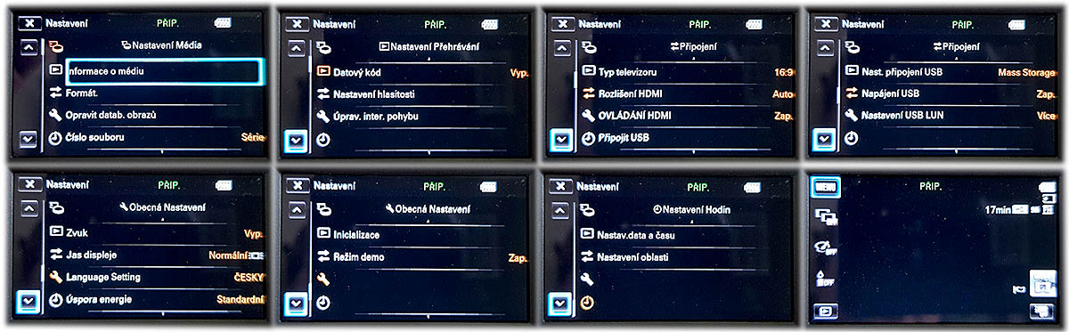 Druhých OSM nabídek z bohatého MENU Sony CX240 Druhých OSM nabídek z bohatého MENU Sony CX240