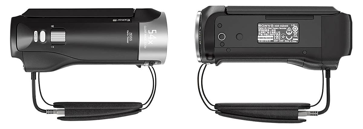 Videokamera Sony HDR-CX240: tělo shora a zespodu Videokamera Sony HDR-CX240: tělo shora a zespodu