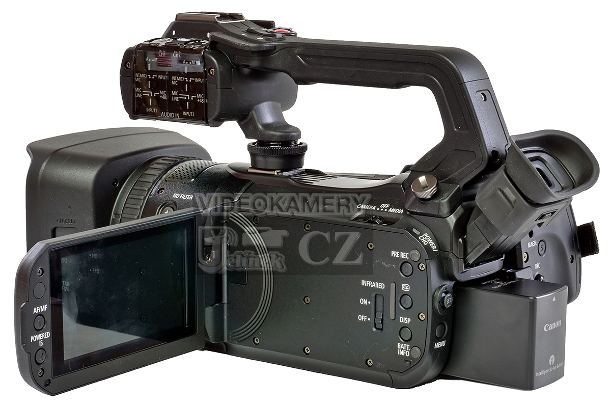 Canon XF405 s otevřeným displejem: tlačítka Canon XF405 s otevřeným displejem: tlačítka