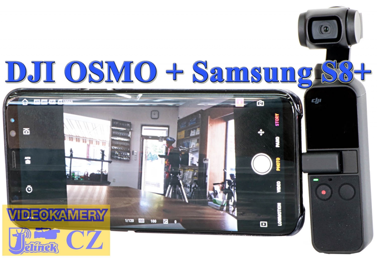 Kamerka DJI OSMo Pocket propojená s mobilem... Kamerka DJI OSMo Pocket propojená s mobilem...