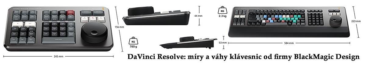 Míry a váhy speciálních klávesnic k DaVinci Resolve od BMD Míry a váhy speciálních klávesnic k DaVinci Resolve od BMD