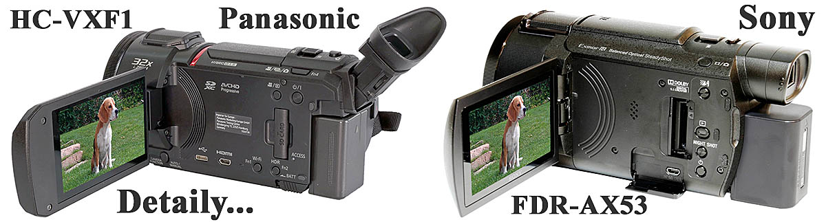 Videokamery VXF1 a AX53 s otevřenými LCD-displeji Videokamery VXF1 a AX53 s otevřenými LCD-displeji