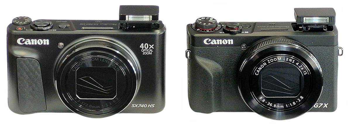 Canon PowerShot SX740 a G7X MIII v předním pohledu Canon PowerShot SX740 a G7X MIII v předním pohledu