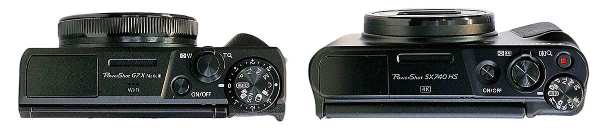 Srovnávané Fotoaparáty Canon v detailu horních částí Srovnávané Fotoaparáty Canon v detailu horních částí