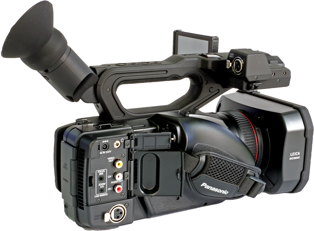 Videokamera Panasonic HC-X1 zprava: zdířky Videokamera Panasonic HC-X1 zprava: zdířky