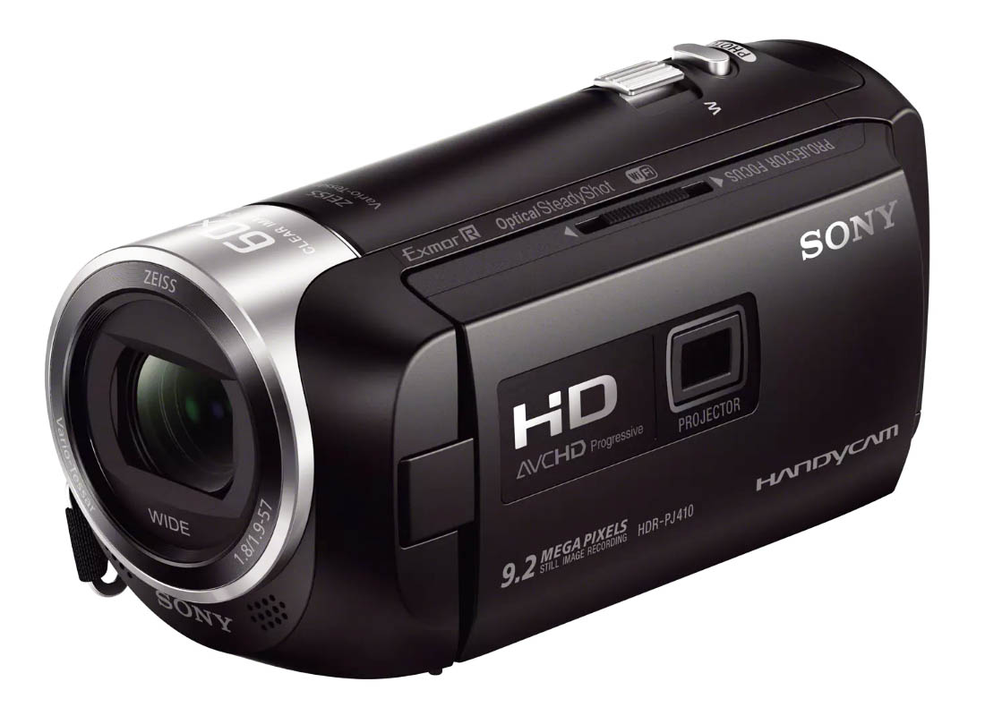 Videokamera Sony HDR-PJ410 v přední perspektivě Videokamera Sony HDR-PJ410 v přední perspektivě