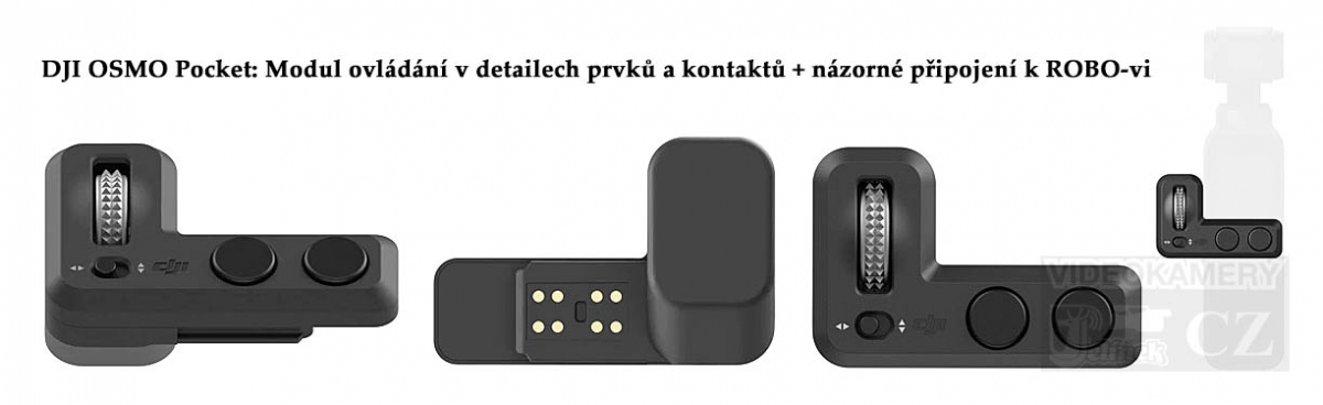 DJI OSMO Pocket: Modul ovládání s prvky a kontakty DJI OSMO Pocket: Modul ovládání s prvky a kontakty