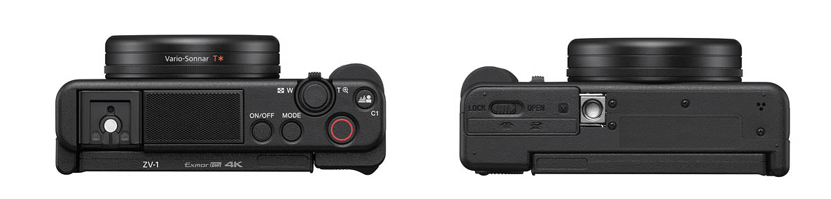 Vlogovací fotoaparát Sony ZV-1 ve dvou detailech těla Vlogovací fotoaparát Sony ZV-1 ve dvou detailech těla