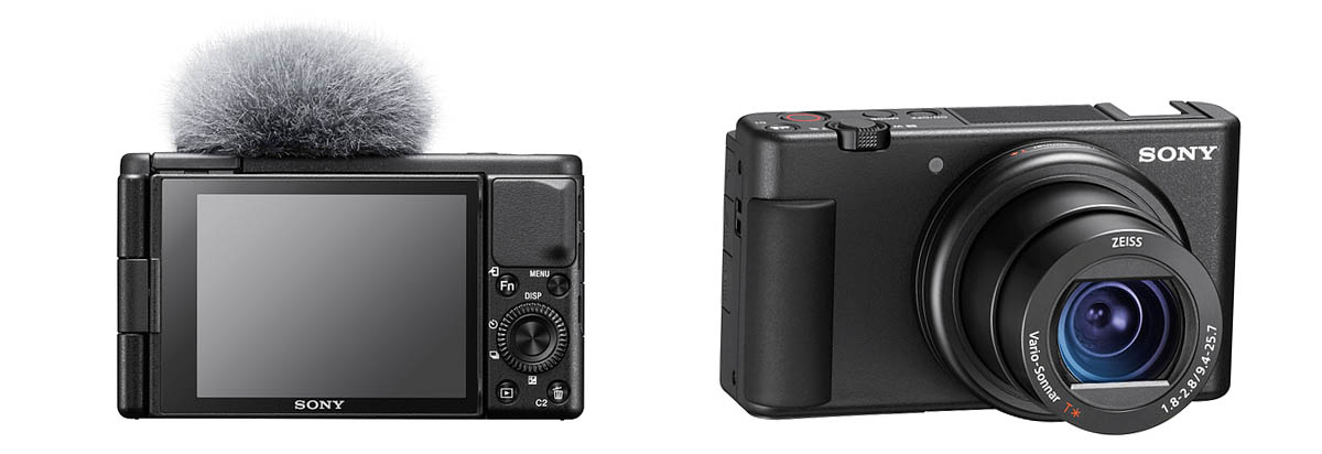 Vlogovací fotoaparát Sony ZV-1 ve dvou detailech těla Vlogovací fotoaparát Sony ZV-1 ve dvou detailech těla