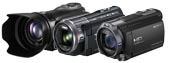 Pohled na trio hledáčkových videokamer CANON HF-G10, Panasonic HC-X900 a SONY CX-730 (Klik zvětší)