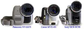 Kočky zepředu: GS75, MVX45i a HC90 (Klikni pro zvětšení)