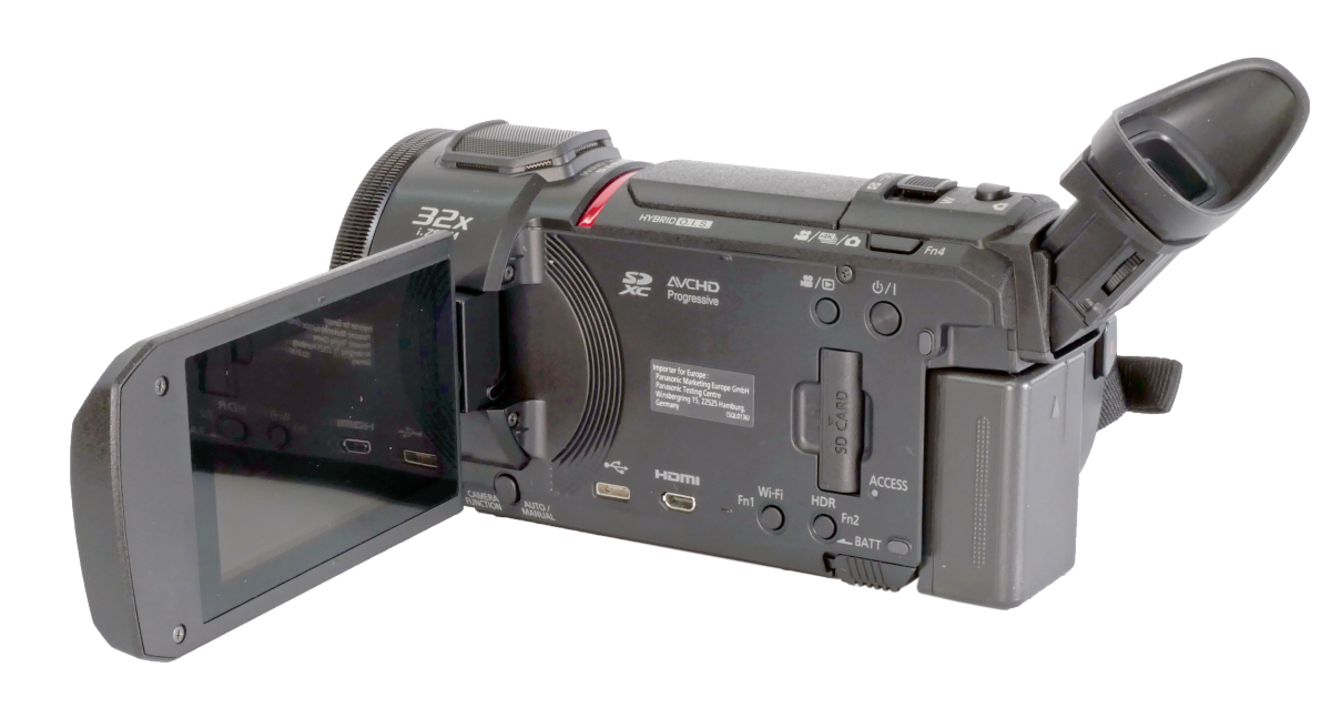 Videokamera Panasonic HC-VXF1: pohled pod LCD Videokamera Panasonic HC-VXF1: pohled pod LCD
