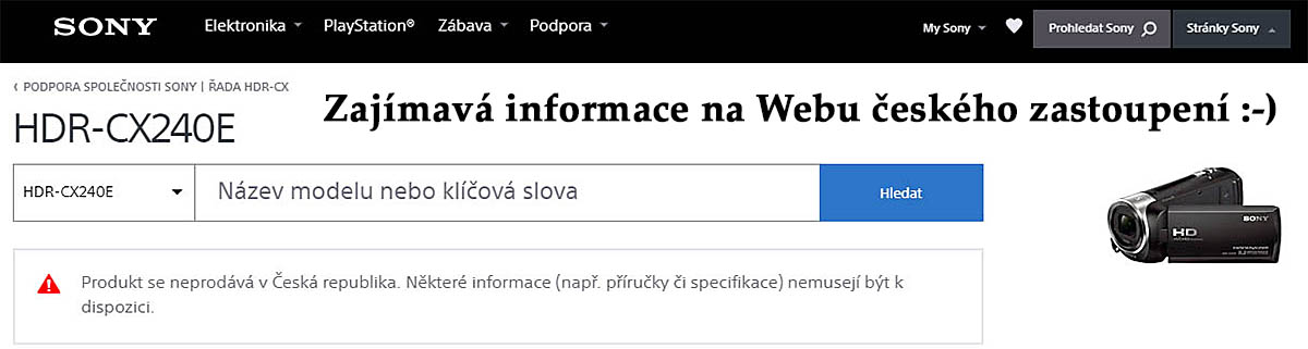 Dezinformace na Webu českého zastoupení o CX240... Dezinformace na Webu českého zastoupení o CX240...