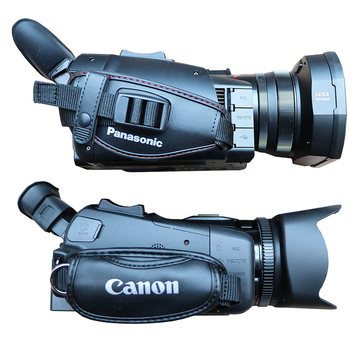 Videokamery Panasonic HC-X2000 a Canon XA40 zboku Videokamery Panasonic HC-X2000 a Canon XA40 zboku