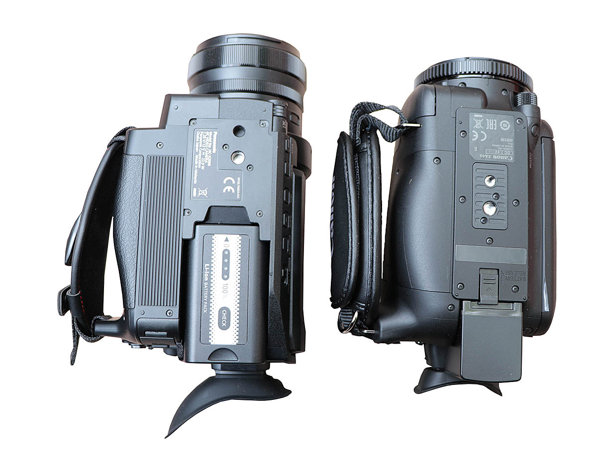 Videokamery Panasonic HC-X2000 a Canon XA40 zespodu Videokamery Panasonic HC-X2000 a Canon XA40 zespodu