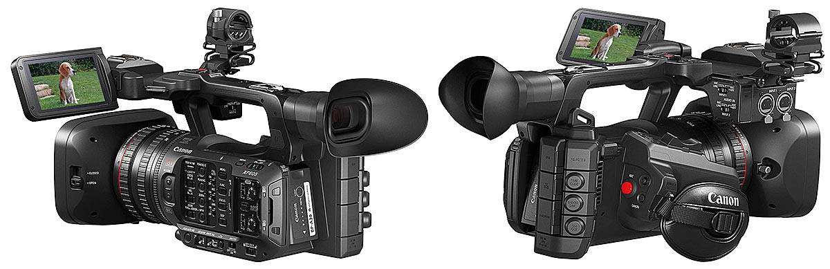 Videokamera Canon XF605 ve dvou detailech perspektivy Videokamera Canon XF605 ve dvou detailech perspektivy