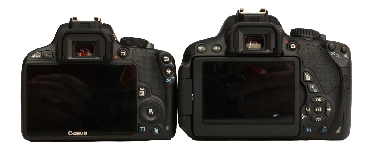 Srovnání zadního pohledu Canon EOS 650D a 100D Srovnání zadního pohledu Canon EOS 650D a 100D