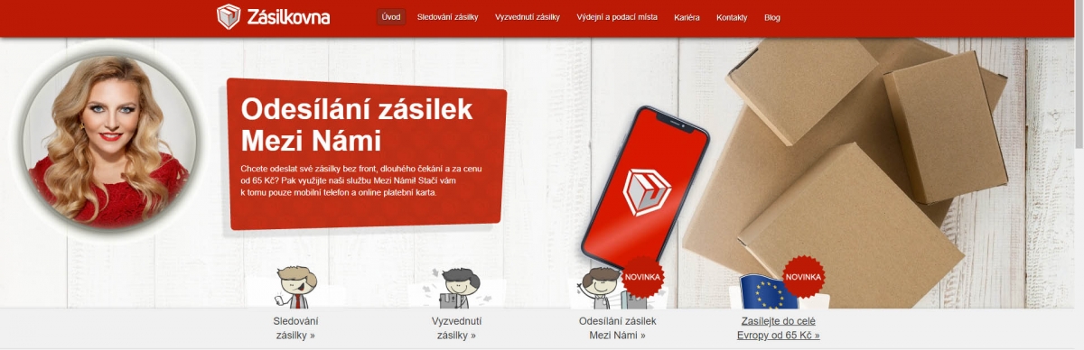 Titulní strana Webu Zásilkovny, detail spolumajitelky Titulní strana Webu Zásilkovny, detail spolumajitelky