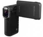 SONY HDR-GW55VE: přední pohled s vyklopeným displejem(Klik zvětší)
